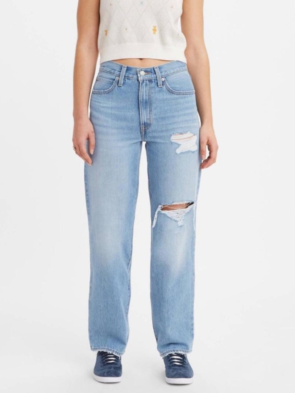 Levi's Ripped '94 Baggy Jean, Size 29, 30-31in waist, medium wash denim ripped